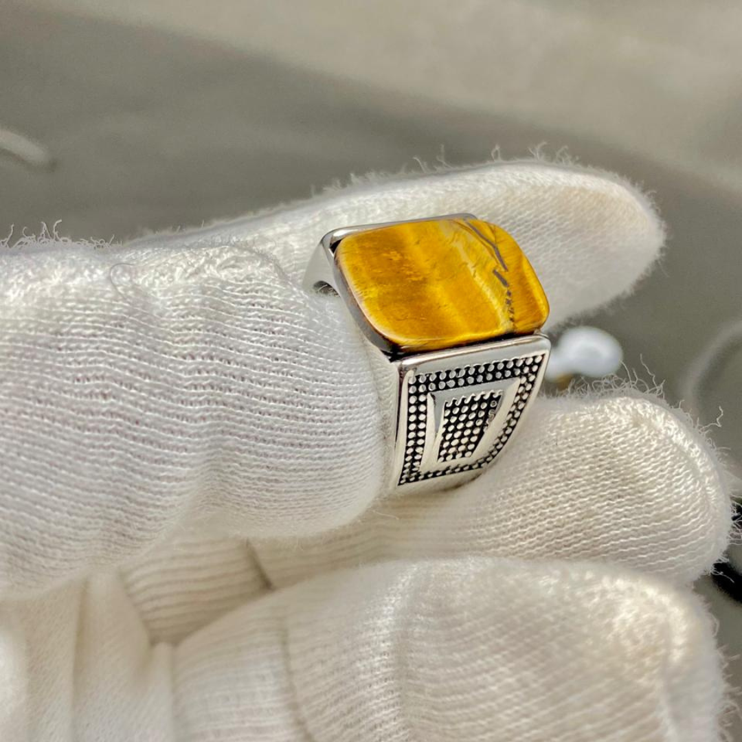 Tiger Gemstone Ring for Men in Stainless Steel – Lifetime Color Warranty | Premium Fashion Statement Ring