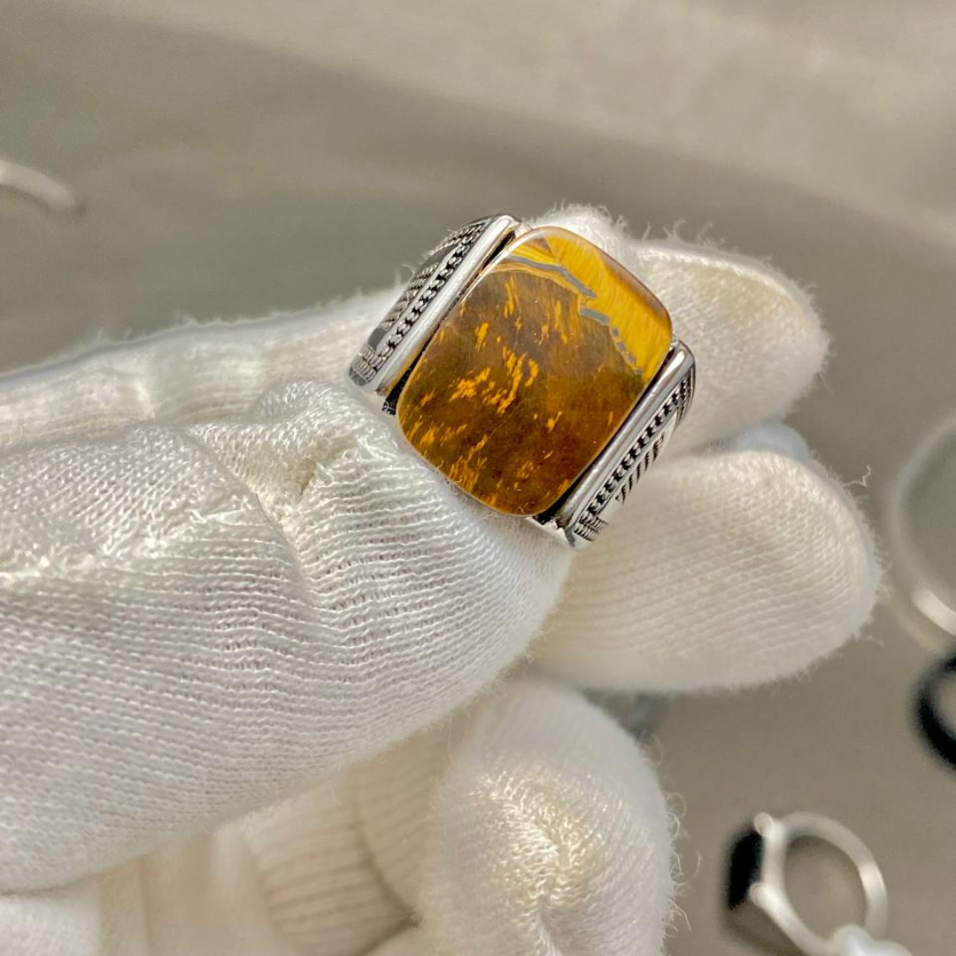 Tiger Gemstone Ring for Men in Stainless Steel – Lifetime Color Warranty | Premium Fashion Statement Ring