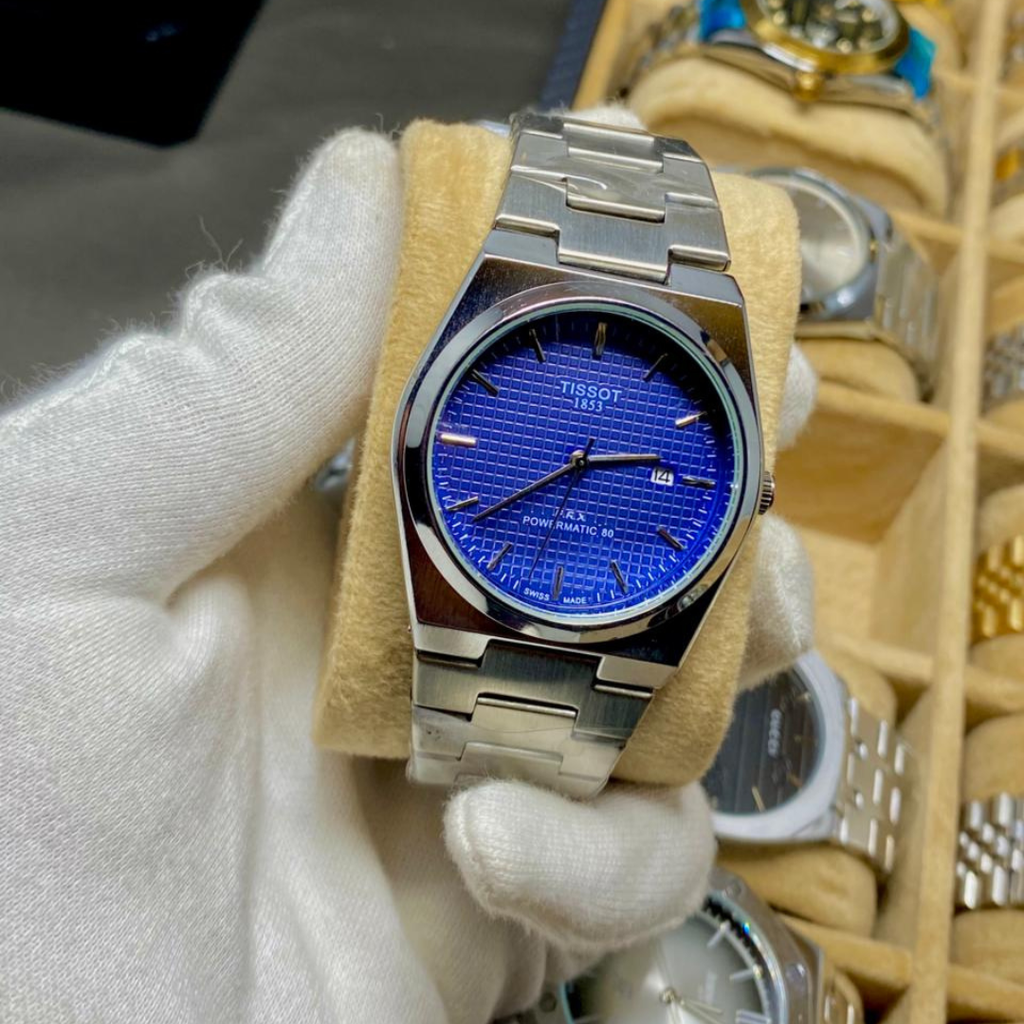 GW-1853 Luxury Quartz Men's Watch –Silver Band, Blue Black , Stainless Steel Bracelet