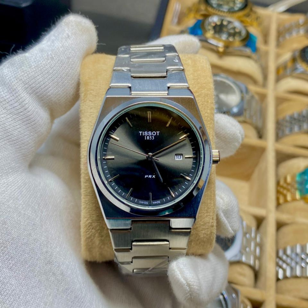 GW-1853 Luxury Quartz Men's Watch –Silver Band, Blue Black , Stainless Steel Bracelet