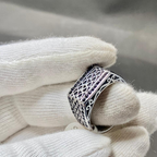 Men's Black Diamond Stainless Steel Ring – Geometric Crown Design
