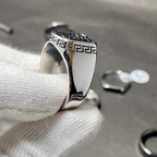 Men's Black CZ Pave Stainless Steel Ring – Greek Key Signet Design