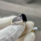 Premium Black Stone Stainless Steel Ring for Men – Luxury Fashion Ring