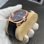 TOMI Rose Gold Men's Watch – Dark Slate Dial, Stainless Steel Case & Genuine Black Leather Strap