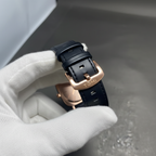 TOMI Rose Gold Men's Watch – Dark Slate Dial, Stainless Steel Case & Genuine Black Leather Strap