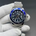 GMT Style Semi-Automatic Men's Watch – Stainless Steel Jubilee Bracelet, Exhibition Caseback & Date Display