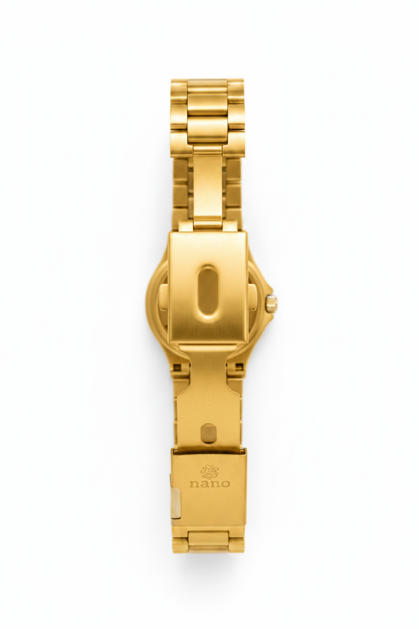 Nano Quartz Gold Couple Watch Set – Luxury Black Dial Pair
