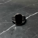 Premium Black Stone Stainless Steel Ring for Men – Luxury Fashion Ring