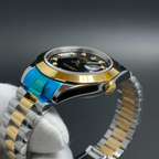 Two-Tone Gold & Silver Men's Dress Watch – Black Dial, Diamond Markers & Jubilee Bracelet