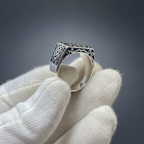 Men's Black Diamond Stainless Steel Ring – Geometric Crown Design