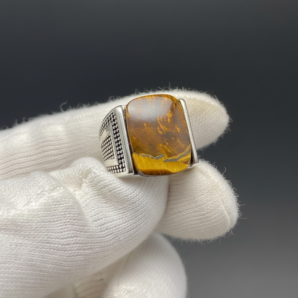 Tiger Gemstone Ring for Men in Stainless Steel – Lifetime Color Warranty | Premium Fashion Statement Ring