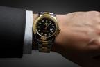 Two-Tone Gold & Silver Men's Dress Watch – Black Dial, Diamond Markers & Jubilee Bracelet